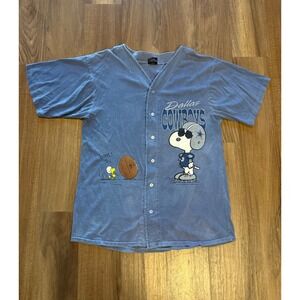 Vintage NFL Dallas Cowboys Snoopy Peanuts Jersey Shirt Blue Mens L USA Made